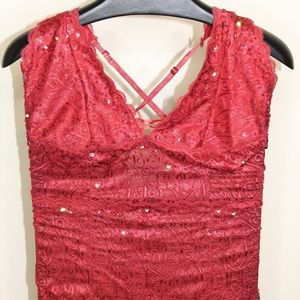 Red Beaded Corset Top